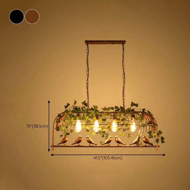 Multi - Light Iron Kitchen Island Pendant in Black / Antique Brass Ceiling Lighting