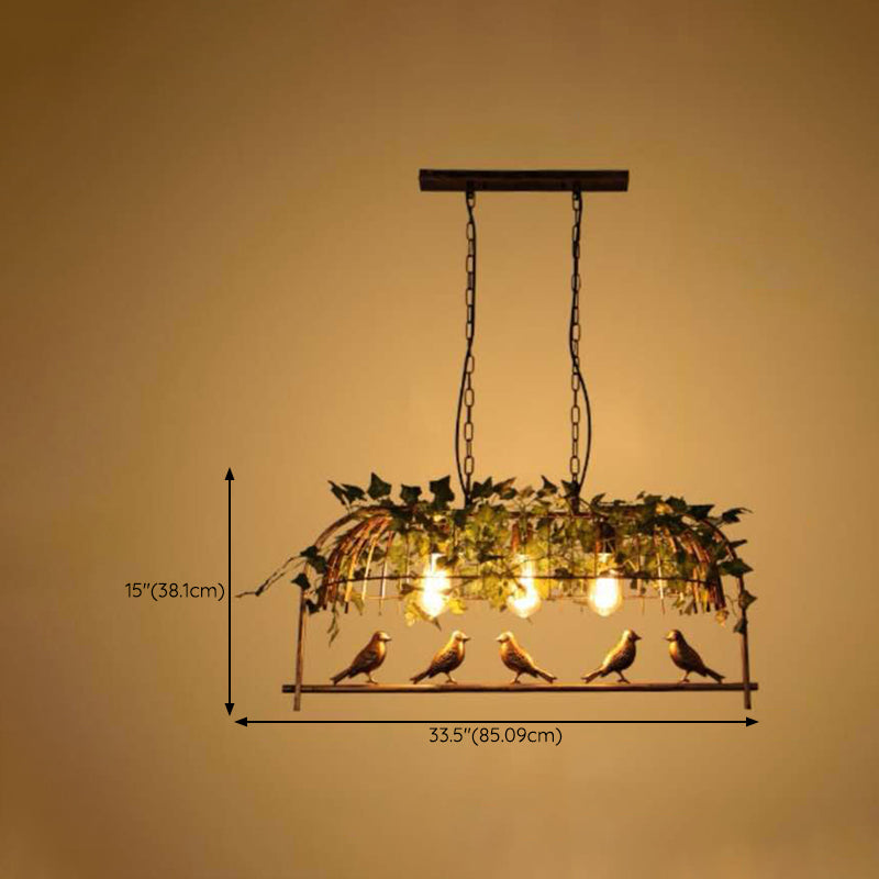 Multi - Light Iron Kitchen Island Pendant in Black / Antique Brass Ceiling Lighting