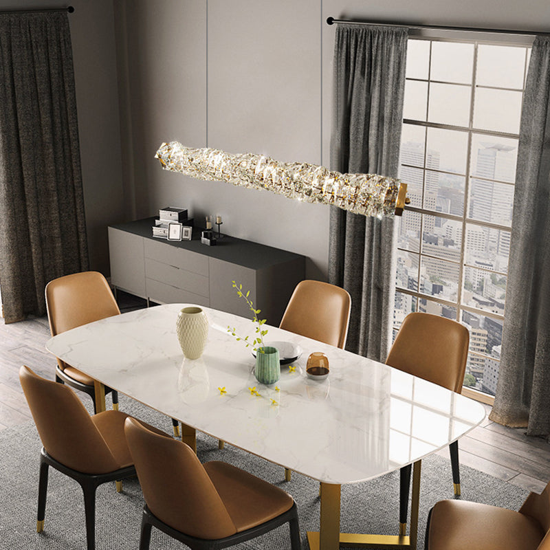 Single Modernism Golden Ceiling Light Crystal LED Kitchen Island Lighting