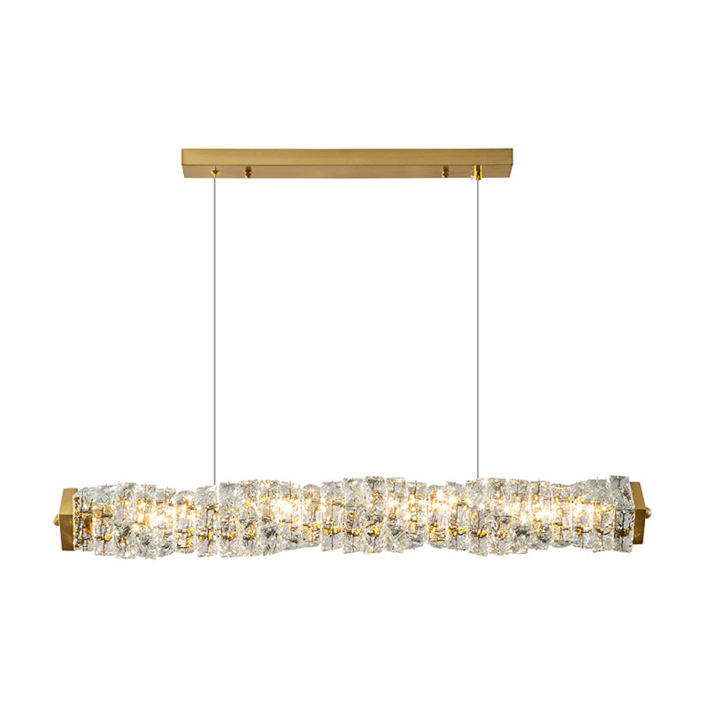 Single Modernism Golden Ceiling Light Crystal LED Kitchen Island Lighting