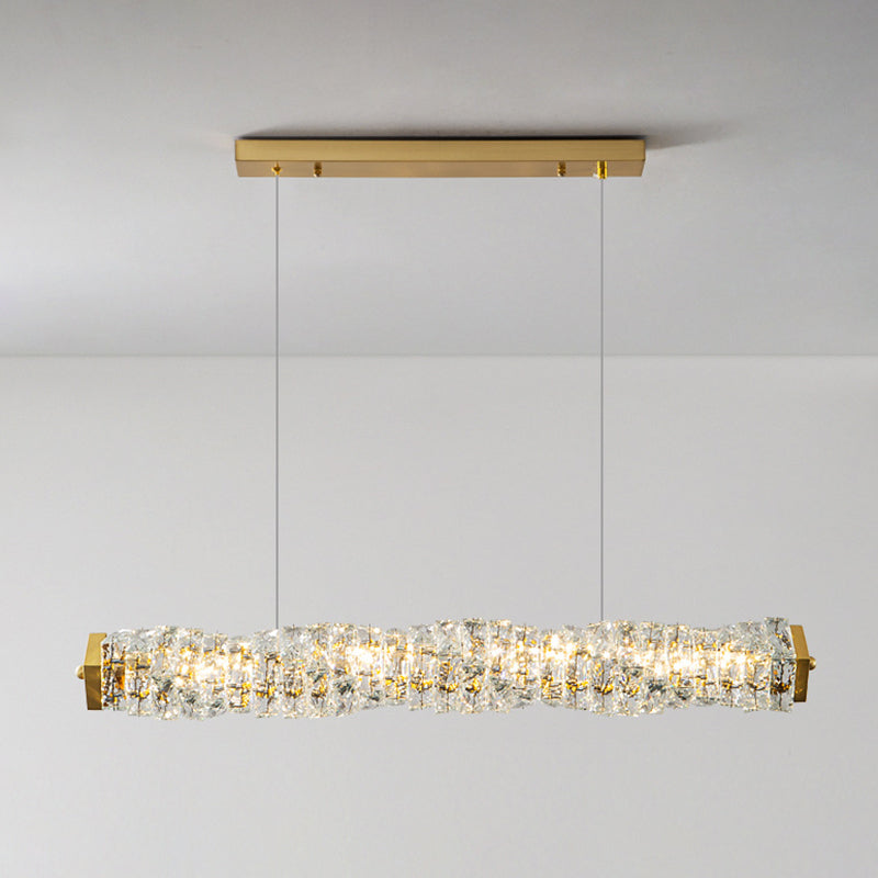 Single Modernism Golden Ceiling Light Crystal LED Kitchen Island Lighting