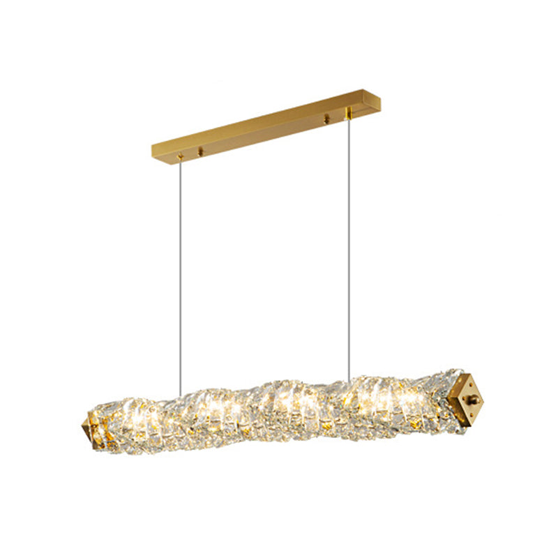 Single Modernism Golden Ceiling Light Crystal LED Kitchen Island Lighting