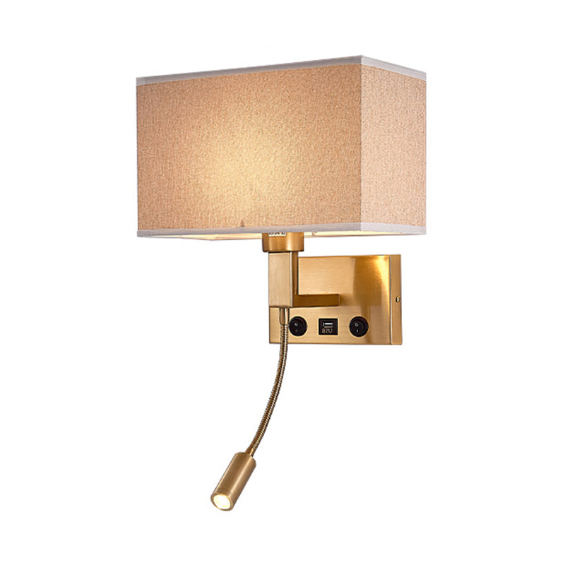 Modern Rectangular Wall Mount Lamp Fabric 2 Lights Wall Light Fixture