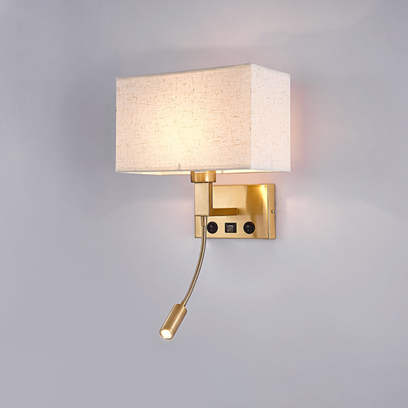 Modern Rectangular Wall Mount Lamp Fabric 2 Lights Wall Light Fixture