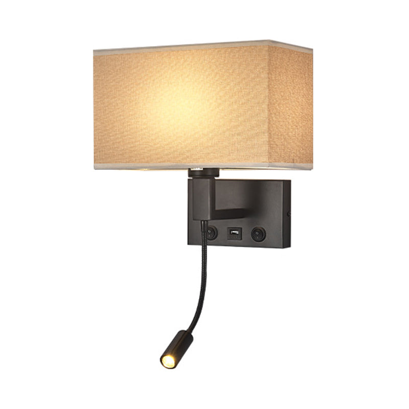 Modern Rectangular Wall Mount Lamp Fabric 2 Lights Wall Light Fixture