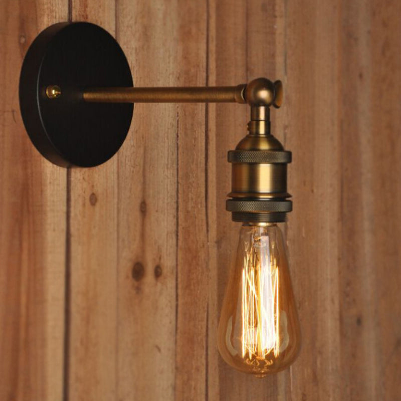 Armed Shape Wall Lamp Industrial Style Metal 1 Light Sconce in Brass