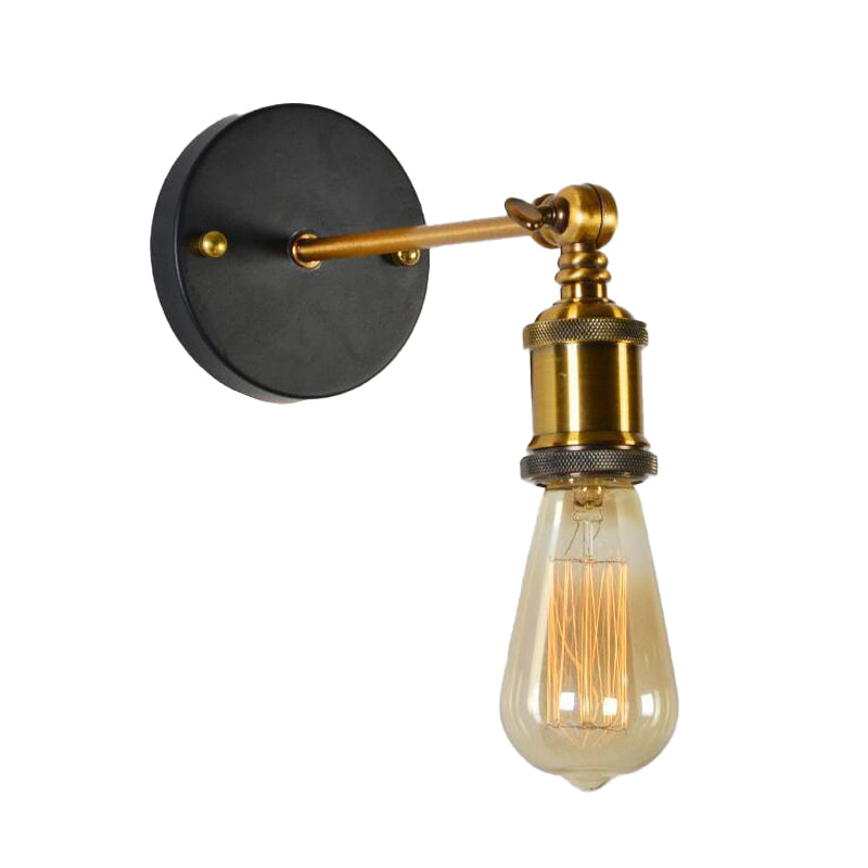 Armed Shape Wall Lamp Industrial Style Metal 1 Light Sconce in Brass
