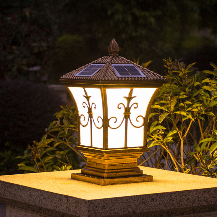 Modern Outdoor Lamp Minimalist Solar Lamp with Acrylic Shade for Backyard