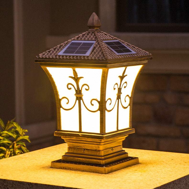 Modern Outdoor Lamp Minimalist Solar Lamp with Acrylic Shade for Backyard