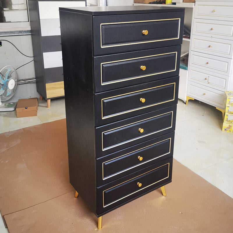 Contemporary Bedroom Storage Chest Wooden Vertical Chest with Drawers