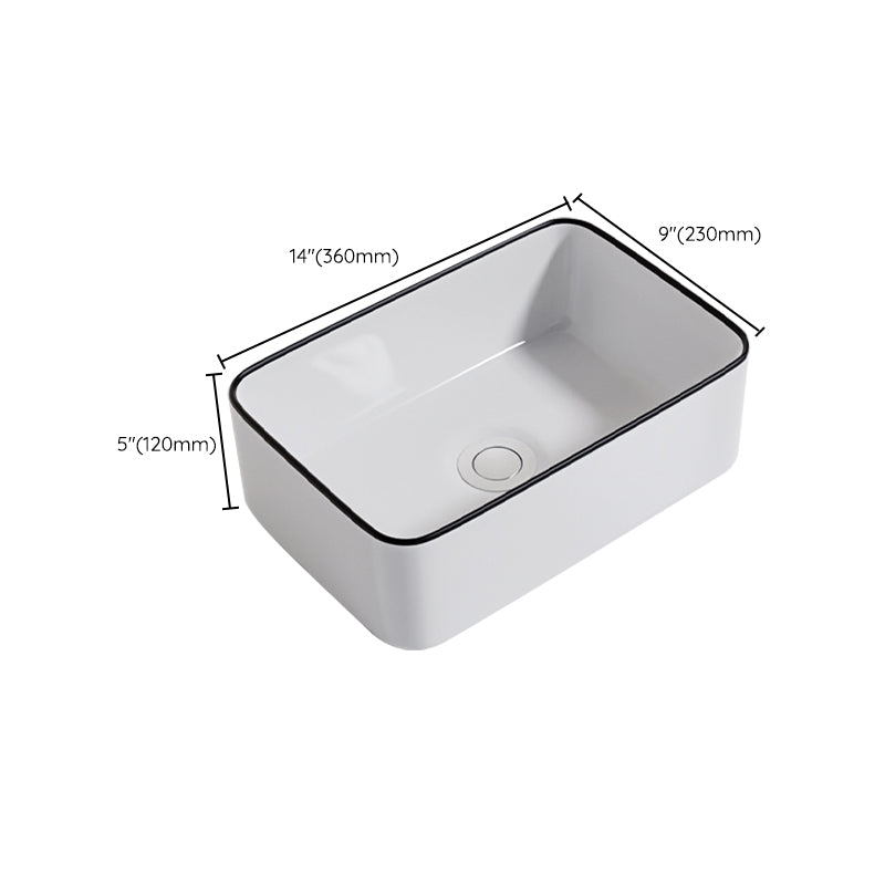 Contemporary Bathroom Sink Porcelain Oval-Shape Vessel Bathroom Sink with Pop-Up Drain
