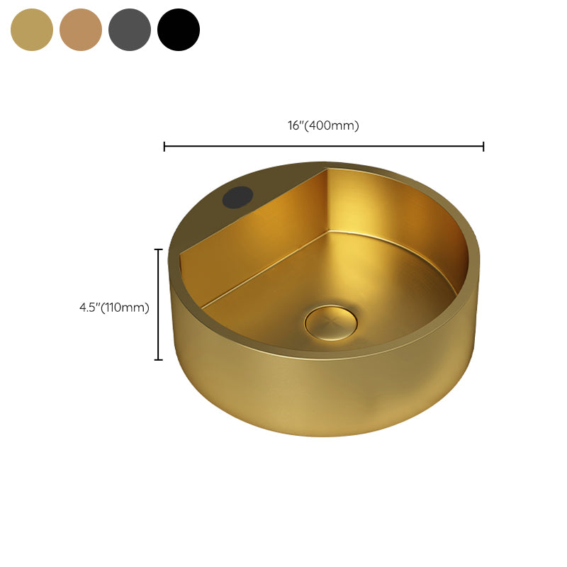 Modern Bathroom Sink Porcelain Pop-Up Drain Solid Color Round Vessel