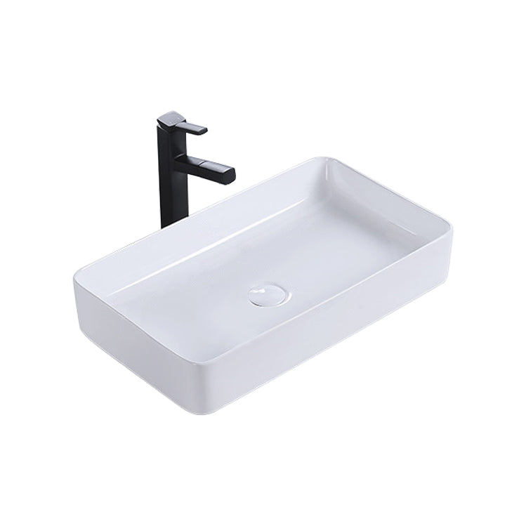 Modern Bathroom Sink Porcelain Rectangular Pop-Up Drain and Drain Assembly Basin Sink
