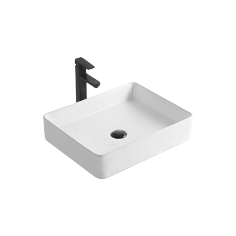 Modern Bathroom Sink Porcelain Rectangular Pop-Up Drain and Drain Assembly Basin Sink