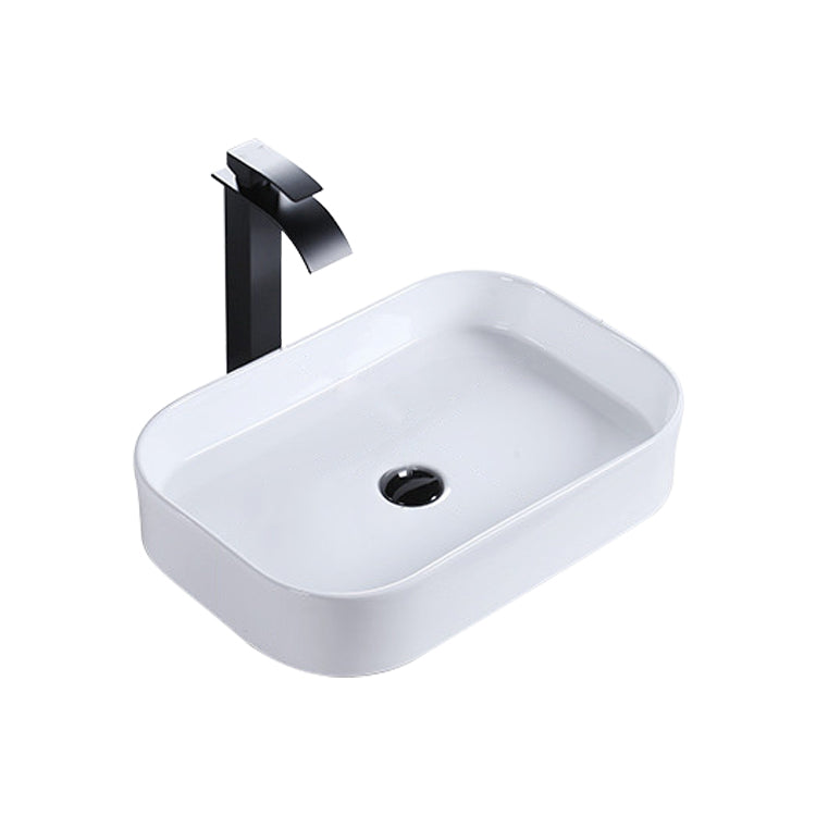 Modern Bathroom Sink Porcelain Rectangular Pop-Up Drain and Drain Assembly Basin Sink