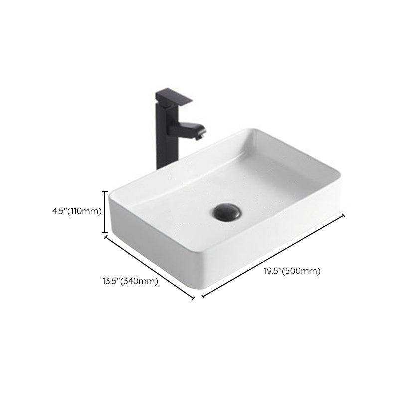 Modern Bathroom Sink Porcelain Rectangular Pop-Up Drain and Drain Assembly Basin Sink
