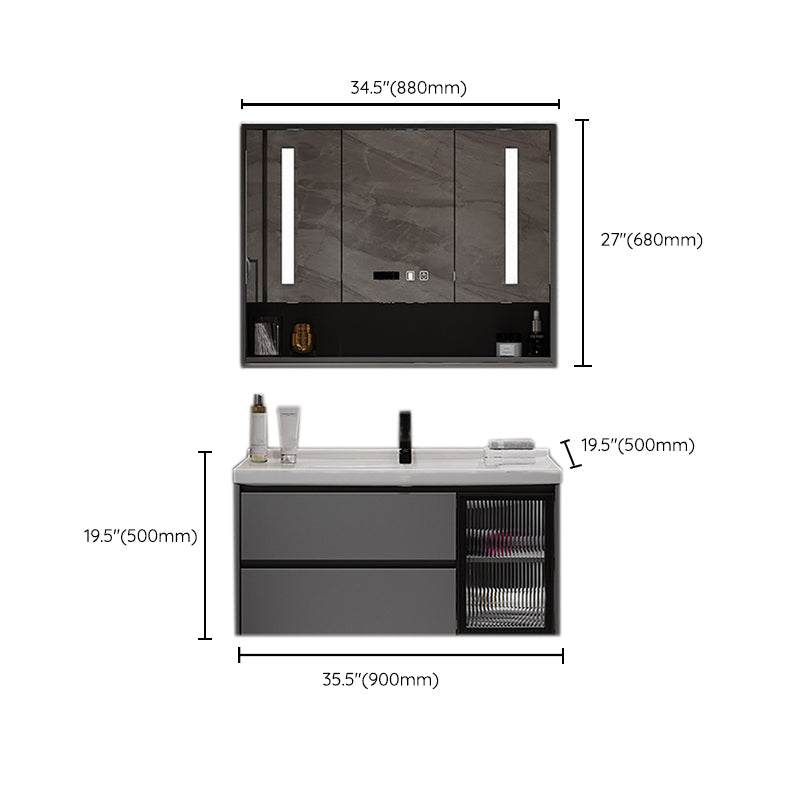 Contemporary Sink Vanity Bathroom Vanity Cabinet with Mirror Cabinet