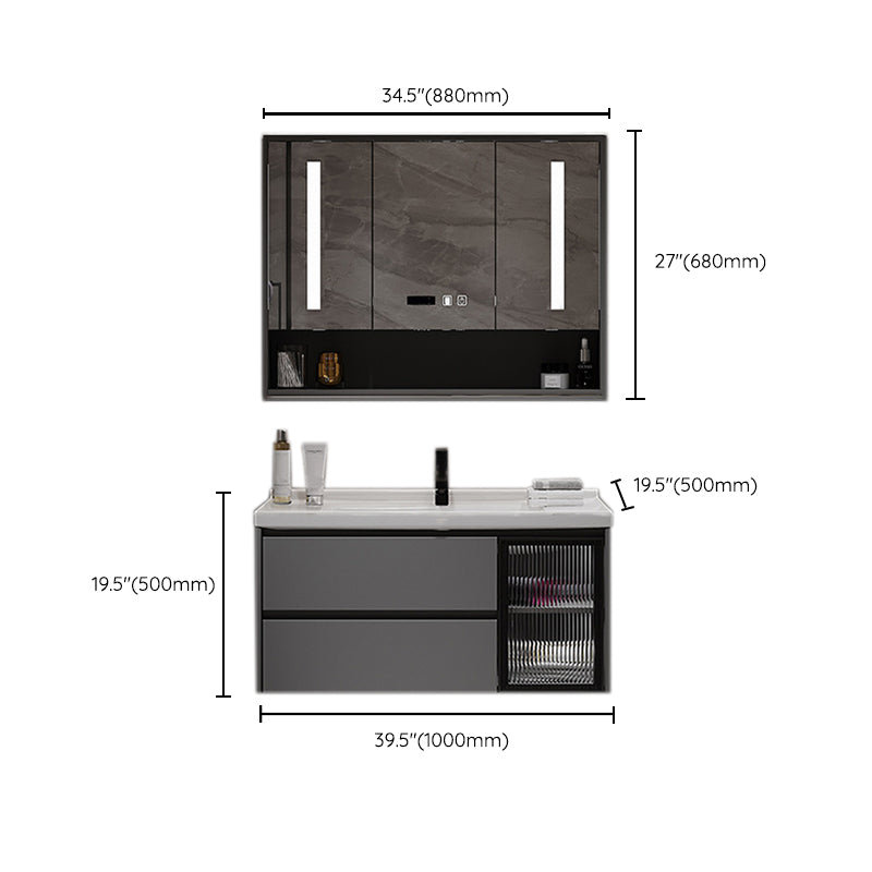 Contemporary Sink Vanity Bathroom Vanity Cabinet with Mirror Cabinet