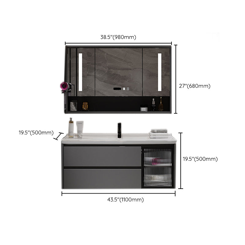 Contemporary Sink Vanity Bathroom Vanity Cabinet with Mirror Cabinet