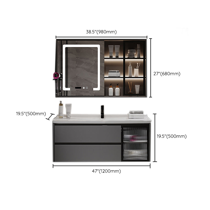 Contemporary Sink Vanity Bathroom Vanity Cabinet with Mirror Cabinet