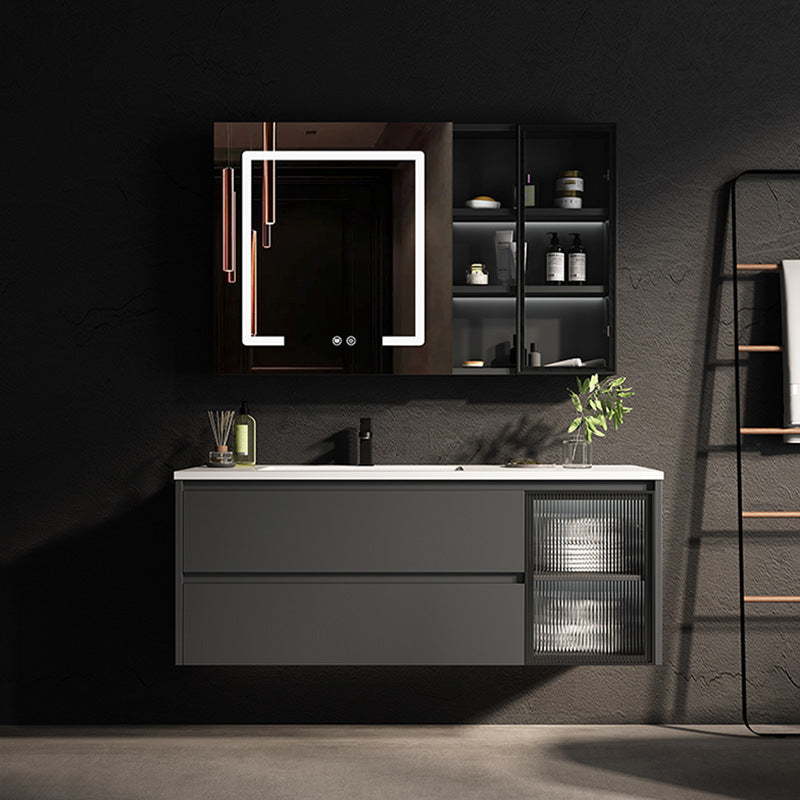 Luxurious Bathroom Vanity Wall-Mounted Sink Floor Cabinet in Black