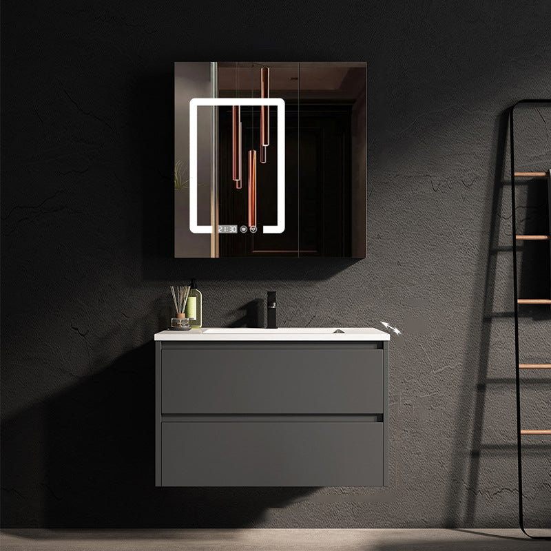 Luxurious Bathroom Vanity Wall-Mounted Sink Floor Cabinet in Black