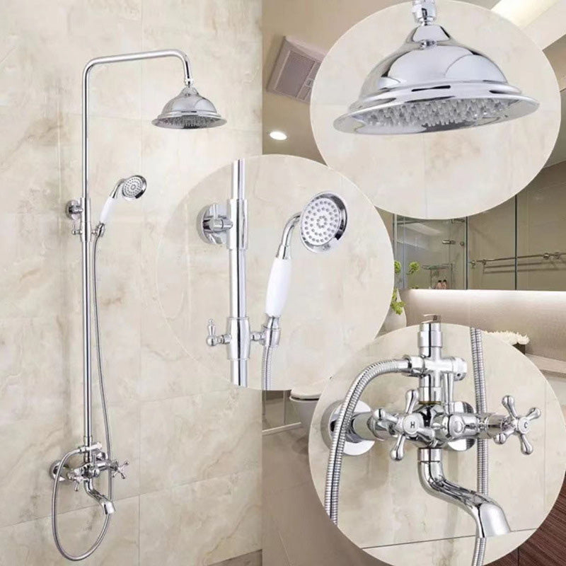 Gold and Silver Claw Foot Tub Faucet Wall Mounted 2-Handle Tub Filler with Handheld Shower