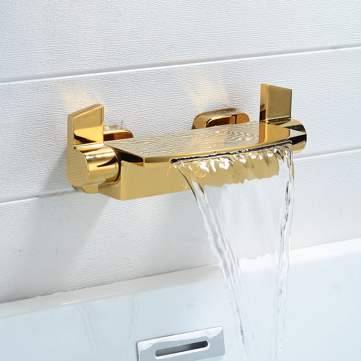 Wall Mount Tub Faucet One Handle Waterfall Tub Spout Trim with Knob