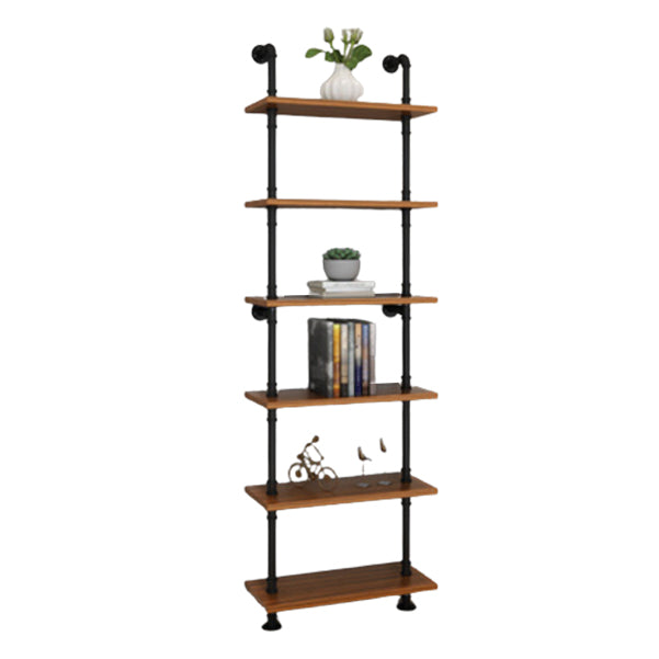 Metal and Wooden Floating Shelf Modern Natural Wall Mounted Bookshelf for Study Room