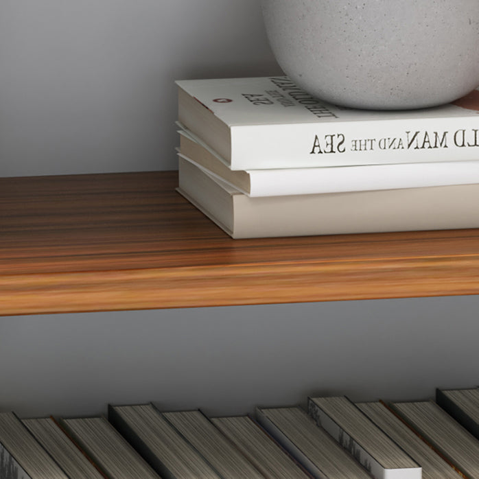 Metal and Wooden Floating Shelf Modern Natural Wall Mounted Bookshelf for Study Room