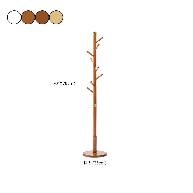 70"/69" Tall Hall Stand, Scandinavian Solid Wood Entry Hall Tree with Hook