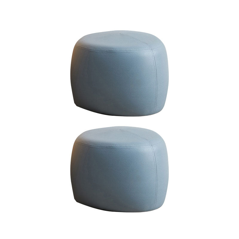 Modern Pouf Ottoman Faux Leather Upholstered Solid Color Triangle Shape Ottoman