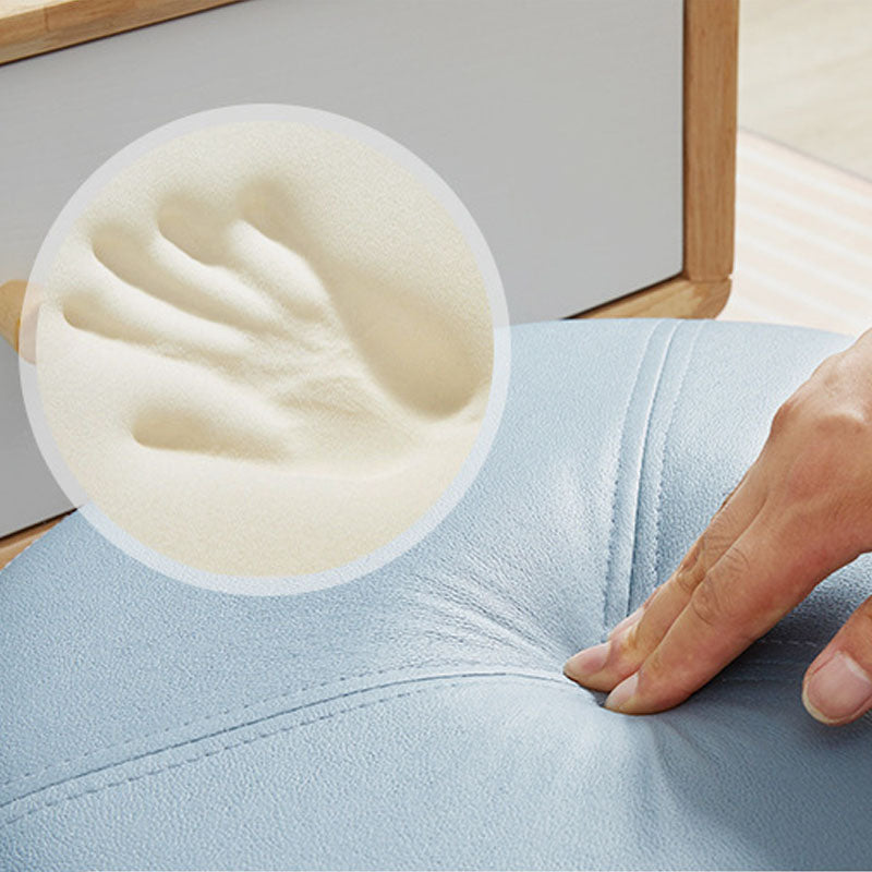 Modern Pouf Ottoman Faux Leather Upholstered Solid Color Triangle Shape Ottoman