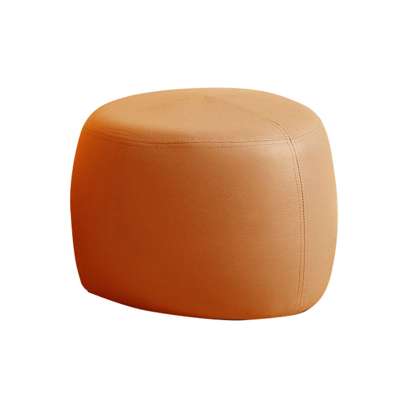 Modern Pouf Ottoman Faux Leather Upholstered Solid Color Triangle Shape Ottoman