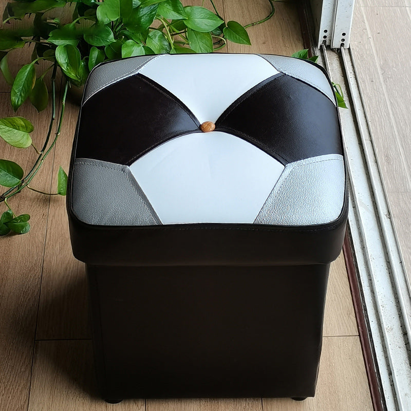 Black Water Resistant Pouf Color Piece Square Pouf for Home Decor