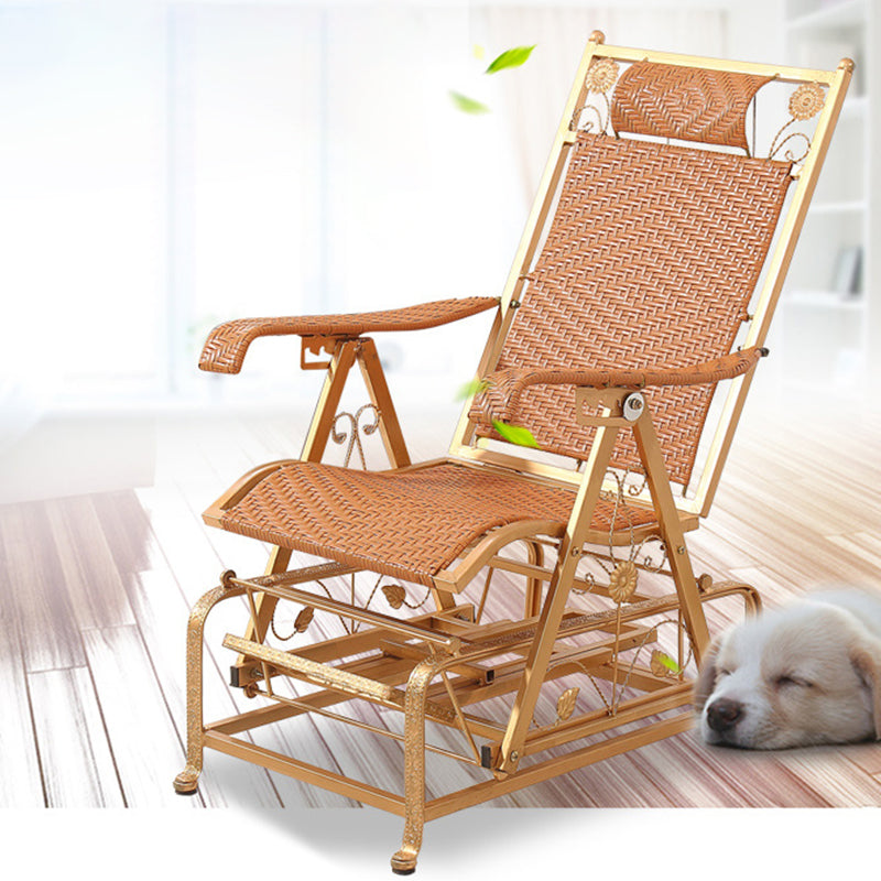 Modern Rocker Wicker Woven Rope Foldable Weather-Resistant Recliner Chair
