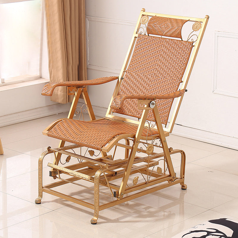 Modern Rocker Wicker Woven Rope Foldable Weather-Resistant Recliner Chair