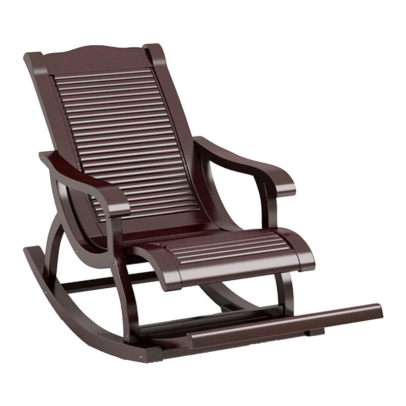 Traditional Rocking Chair Rubber Wood Solid Color Trapezoidal Back Indoor Rocking Chair