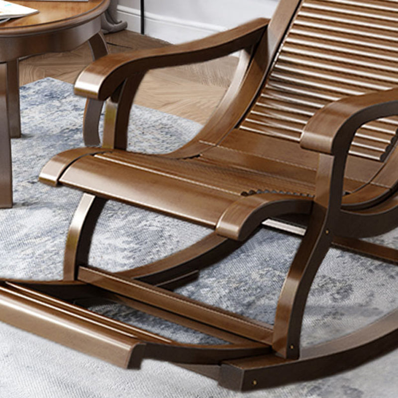 Traditional Rocking Chair Rubber Wood Solid Color Trapezoidal Back Indoor Rocking Chair