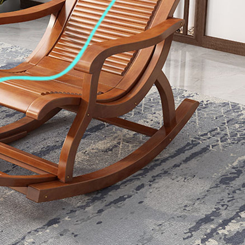 Traditional Rocking Chair Rubber Wood Solid Color Trapezoidal Back Indoor Rocking Chair