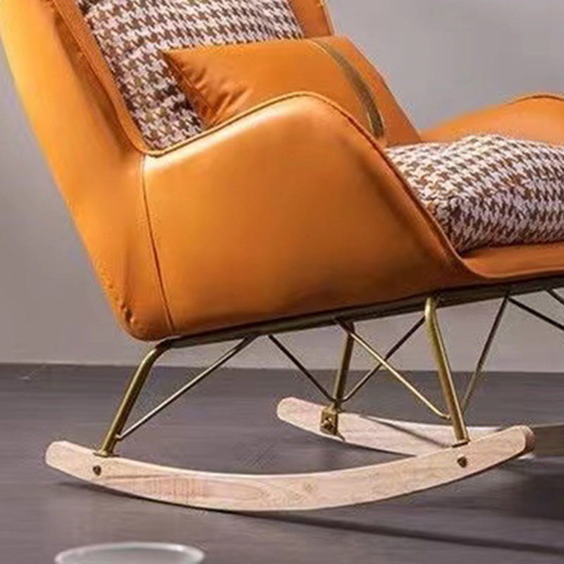 Magnificent Leather Rocking Chair Removable Cushions Rocker Chair with Pillow
