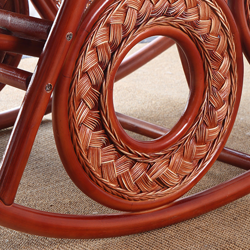 Conventional Rocking Chair Rattan Frame Solid Color Spindle Backrest Indoor Rocking Chair