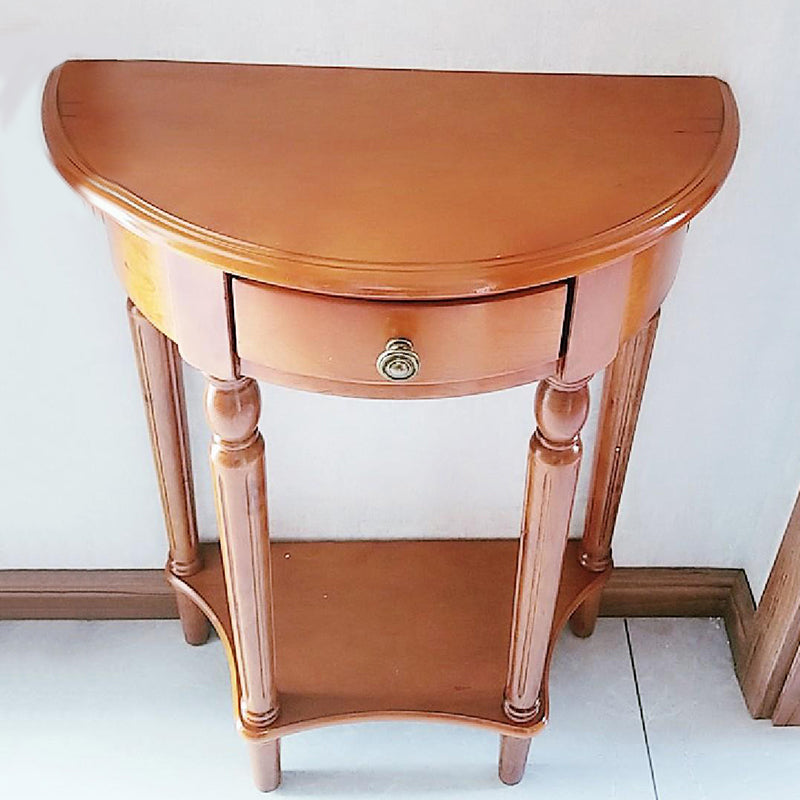 Storage Half Moon Console Table Wood Mid-Century Modern End Table
