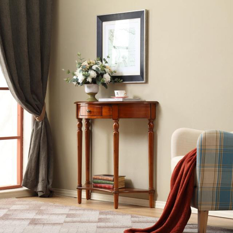 Storage Half Moon Console Table Wood Mid-Century Modern End Table