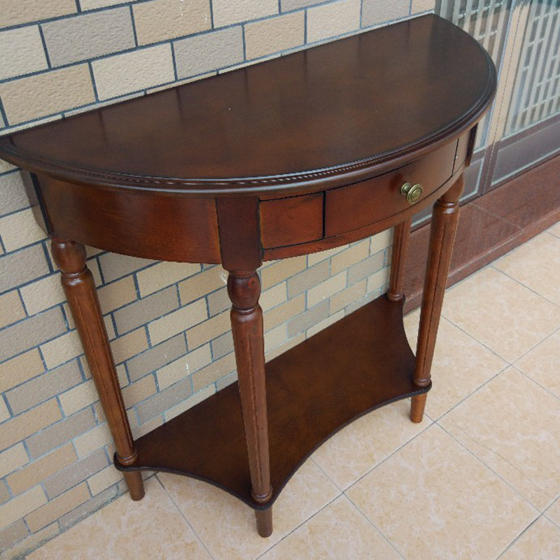 Storage Half Moon Console Table Wood Mid-Century Modern End Table