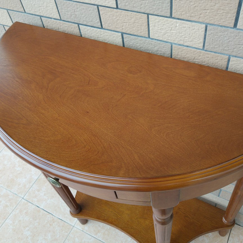 Storage Half Moon Console Table Wood Mid-Century Modern End Table