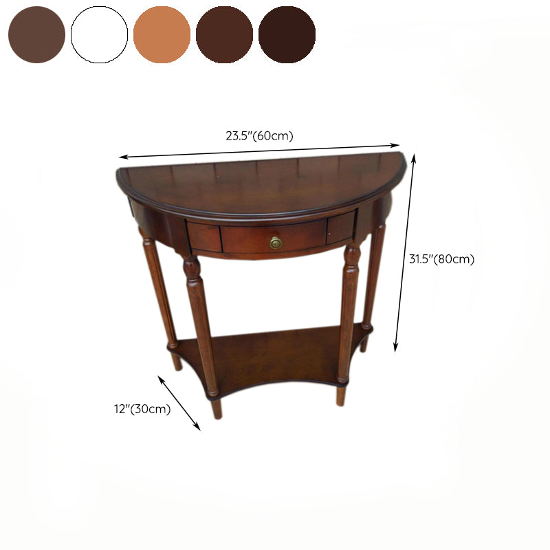 Storage Half Moon Console Table Wood Mid-Century Modern End Table