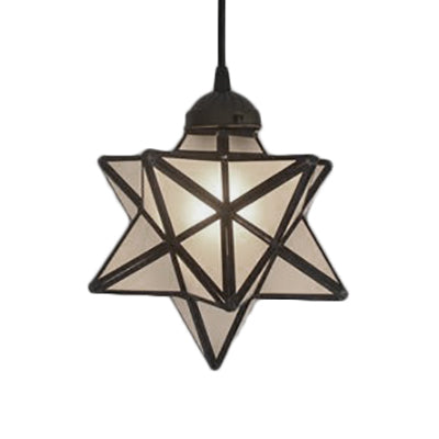 Strukturierte weiße/klare Sternhänge anhänge helles tiffany style 8 "/12" W 1 Kopf Edelstahlende Deckenlampe für Esszimmer