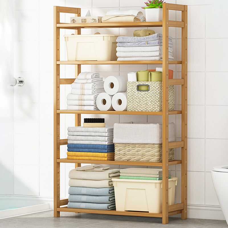 Etagere Contemporary Bookshelf Vertical Open Bamboo Shelf Bookcase for Home