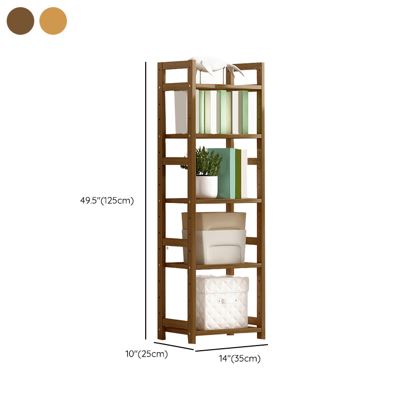 Etagere Contemporary Bookshelf Vertical Open Bamboo Shelf Bookcase for Home